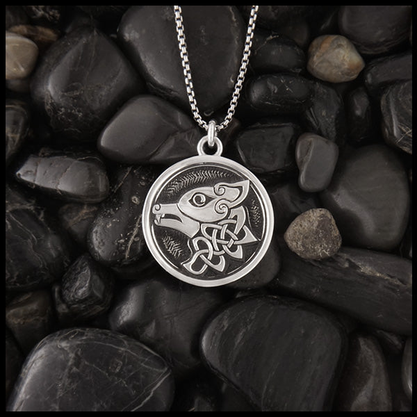 Celtic Wolf Pendant in Sterling Silver