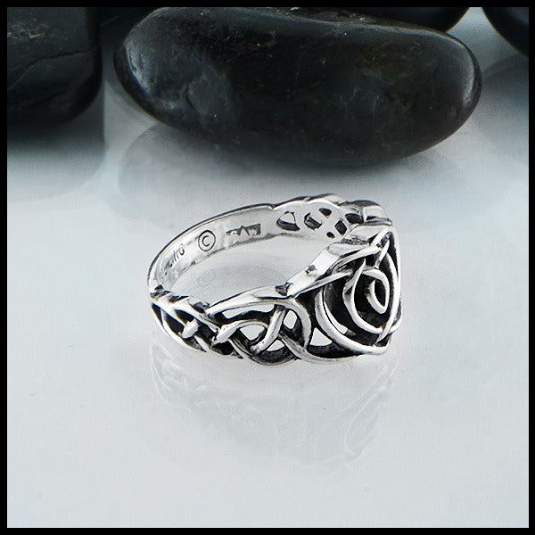 Profile of Kathleen's Heart Knot Ring in Silver