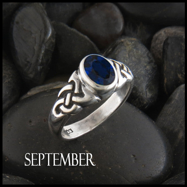 March Birthstone Celtic Ring in Sterling Silver