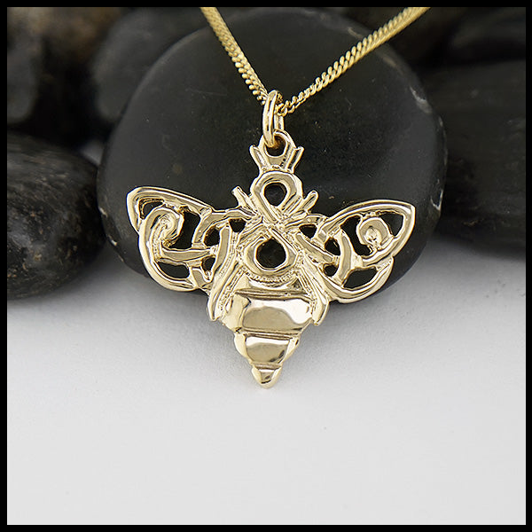 Celtic Bee Pendant in 14K Yellow Gold