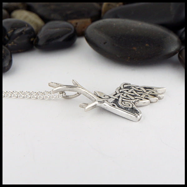celtic reindeer pendant in silver