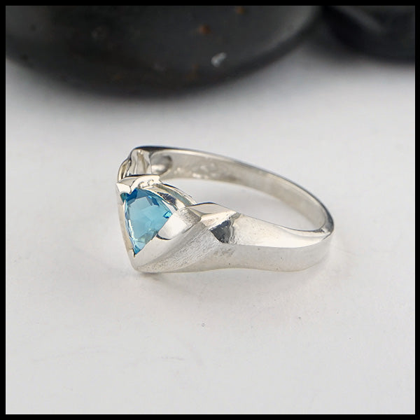 Blue Topaz Ring in Sterling Silver and 14K Yellow Gold