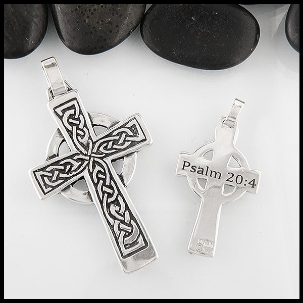 Large and Small Personalized Genesis Cross in sterling silver