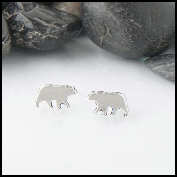 Silver Bear Earrings by Walker Metalsmiths