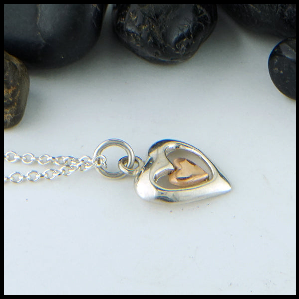 Sterling silver and rose gold hear pendant