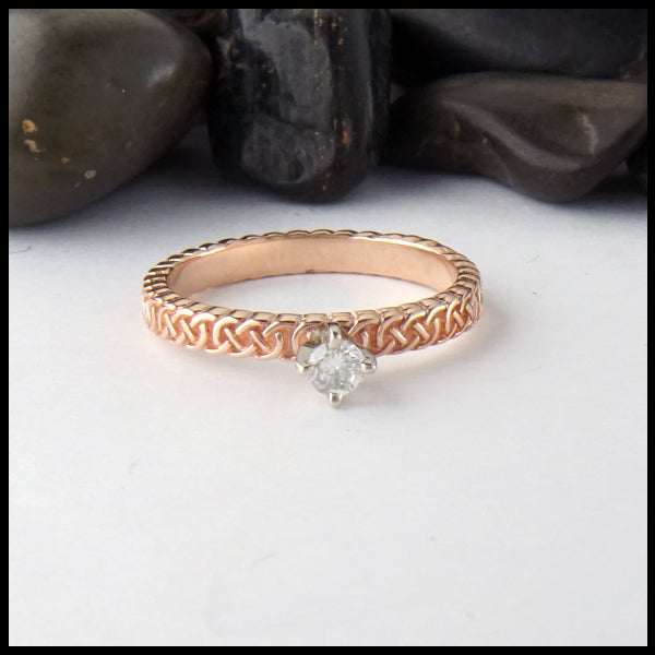 Josephine's Knot ring in 14K Rose Gold with Reclaimed Diamond