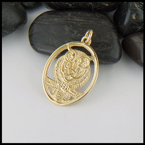 Celtic Owl Pendant in gold