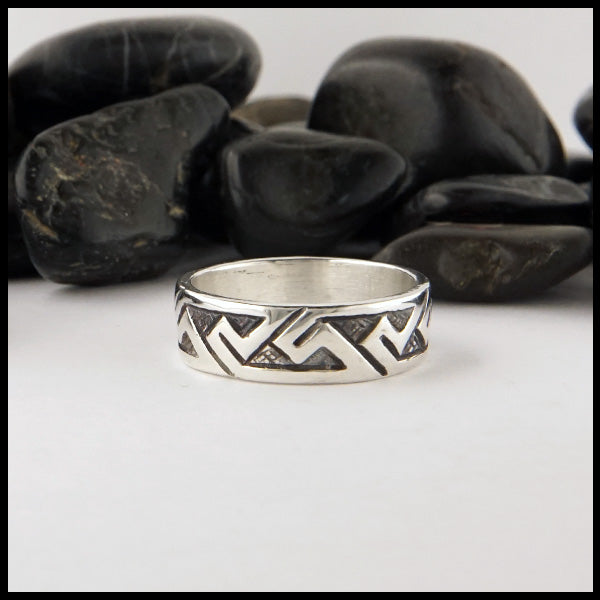 Pictish Key Pattern Ring in sterling silver