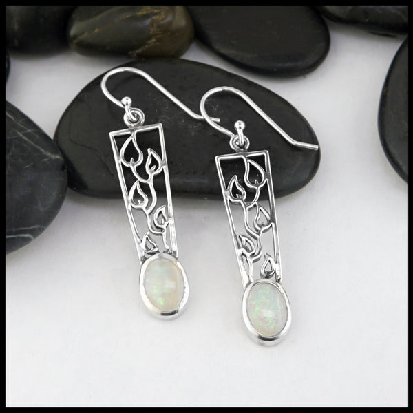 leaf designed earrings with opals