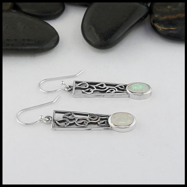 leaf designed earrings with opals
