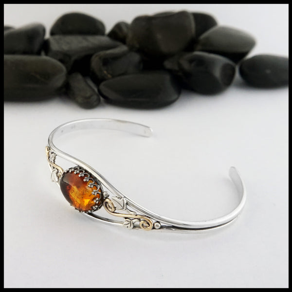 cuff bracelet with amber 
