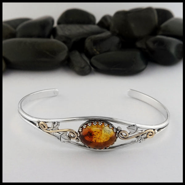 cuff bracelet with amber 