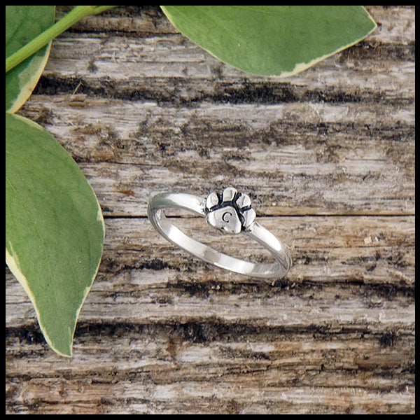 Personalized Paw Print Stacking ring in sterling silver