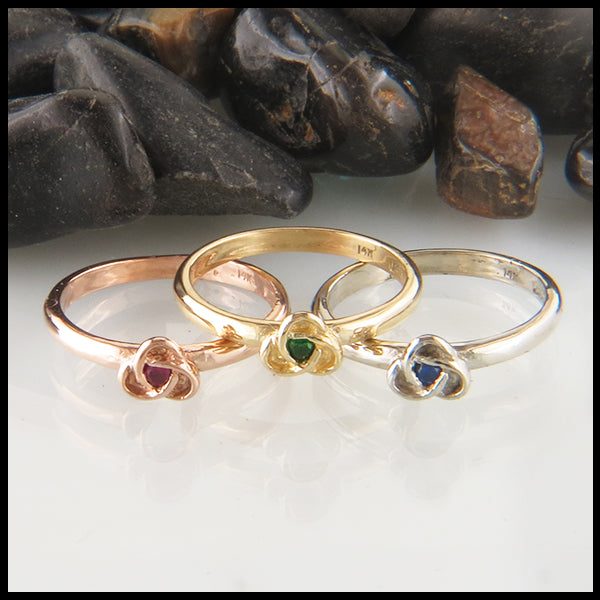 Trinity Knot Birthstone Stacking Ring in Gold