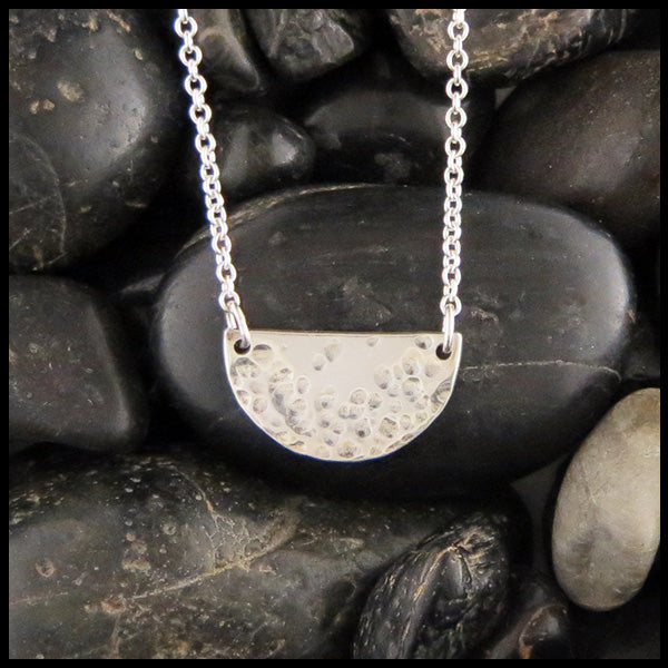 Hammer finished Sterling Silver Half-Moon Necklace