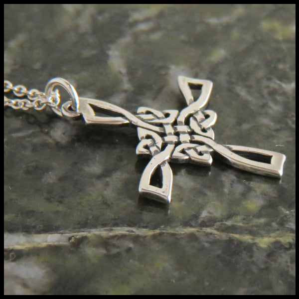 Open Knotwork St Brigid Celtic Cross in Sterling Silver
