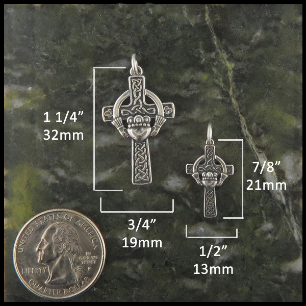 Medium Cross measures 1 1/4" by 3/4" and small cross measures 1/2" by 7/8"