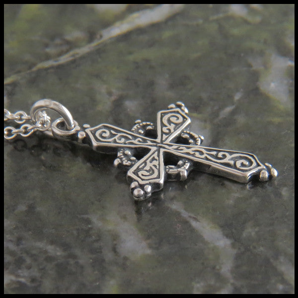 Feminine Medieval Celtic Cross in Sterling Silver