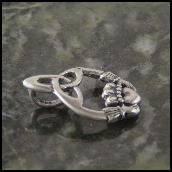 Trinity Knot and Claddagh Pendant and Earring Set in Sterling Silver