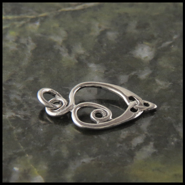 Small Spiral heart Celtic pendant in Sterling Silver