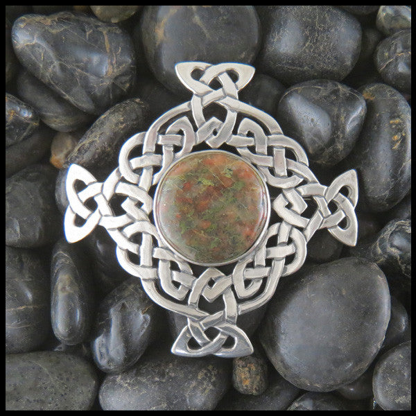Celtic Knot brooch in Sterling Silver with Bloodstone