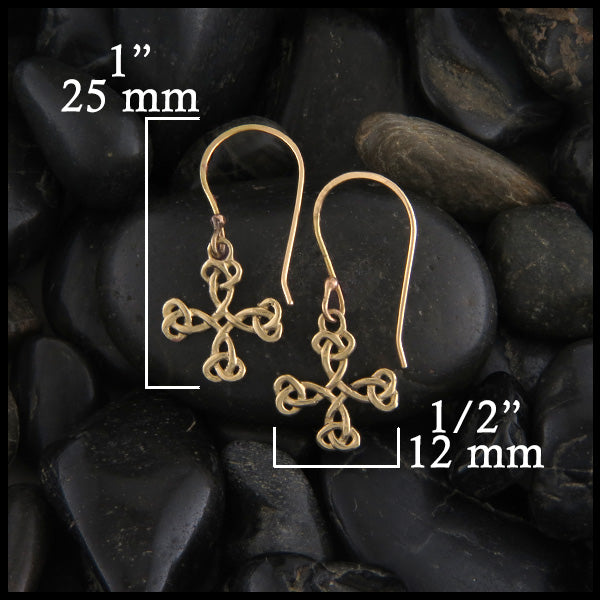 celtic cross earrings in gold