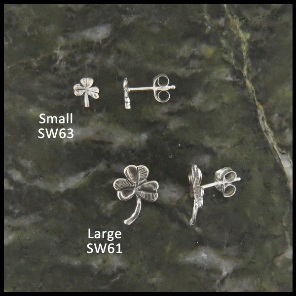Shamrock post earrings in silver