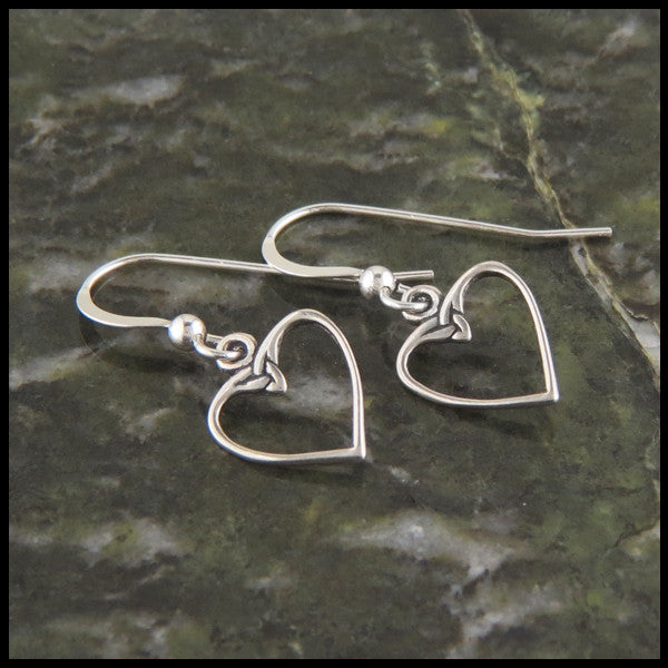 Celtic Heart Knot Earrings in Sterling Silver