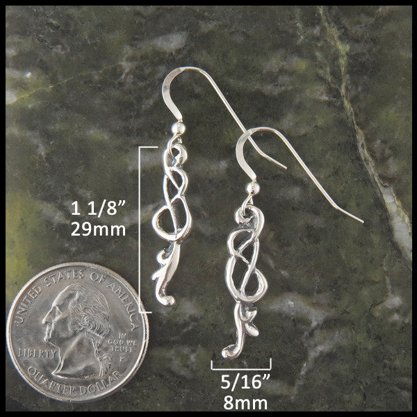 Celtic Filigree knot drop earrings in Sterling Silver