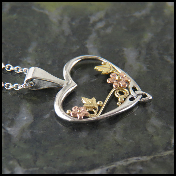 Daisy's Heart pendant in Sterling Silver and Gold
