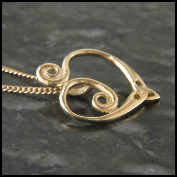 Gold Celtic Spiral Heart pendant and earring set