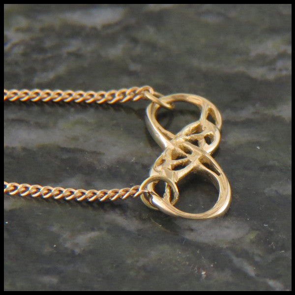 Infinity Knot necklace in 14K Yellow, Rose or White Gold