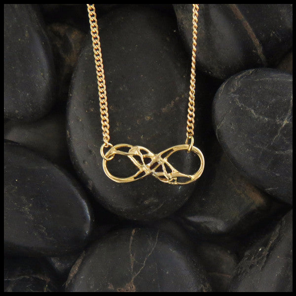 Infinity Knot necklace in 14K Yellow, Rose or White Gold