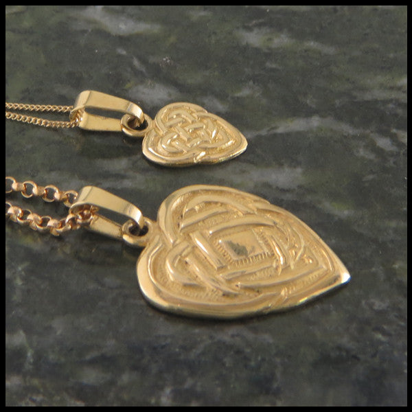Celtic Knot heart pendant in 14K Yellow, Rose and White Gold