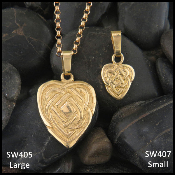 Celtic Knot heart pendant in 14K Yellow, Rose and White Gold