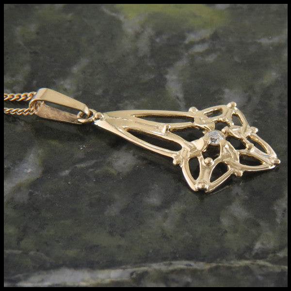 Trinity Star pendant in 14K Yellow, Rose and White Gold with gemstones