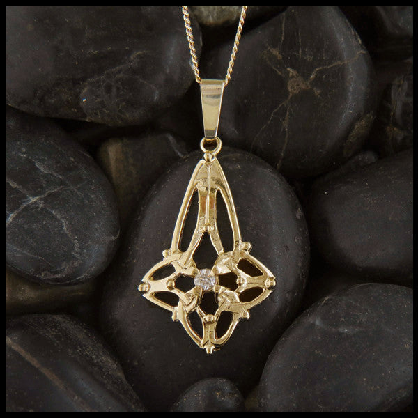 Trinity Star pendant in 14K Yellow, Rose and White Gold with gemstones