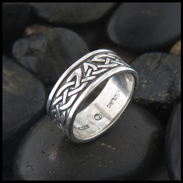 Trinity Knot Celtic Ring Band in Sterling Silver