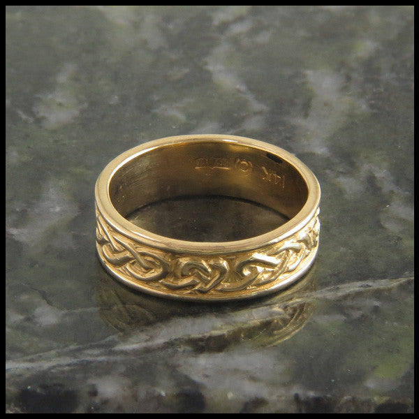 Celtic Heart Knot Wedding Band Ring in 14K Gold