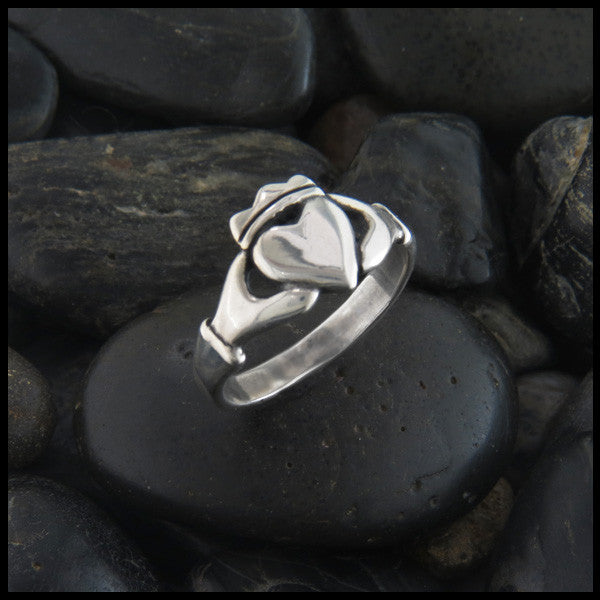 Simple Celtic Claddagh Ring in Sterling Silver