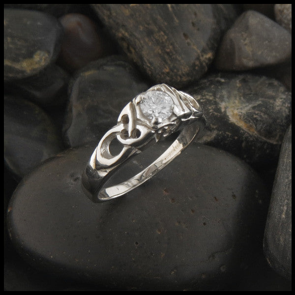 Cathedral Triquetra Diamond Celtic Engagement Ring