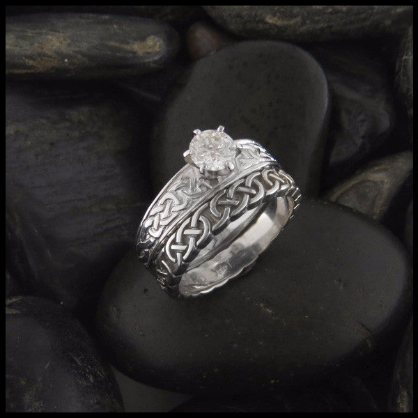 Celtic Knot Diamond Wedding and Engagement Ring Set