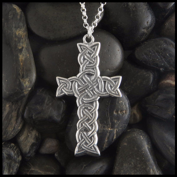 Highland Celtic Cross in Rustic Sterling Silver
