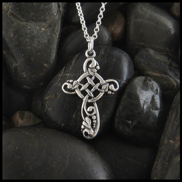 Feminine Ivy Celtic Cross with Gemstones