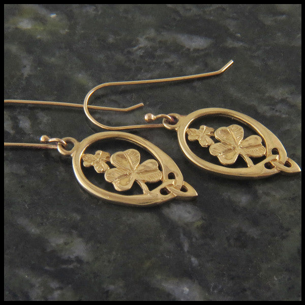 Irish Shamrock earrings in 14K Gold