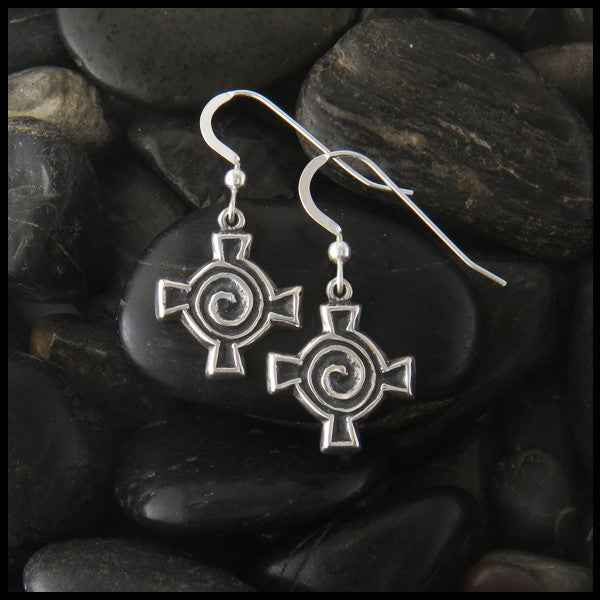 Spiral Cross earrings in Sterling Silver
