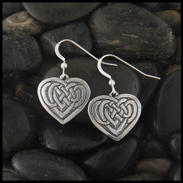 Heart Knot Celtic Drop earrings in Sterling Silver