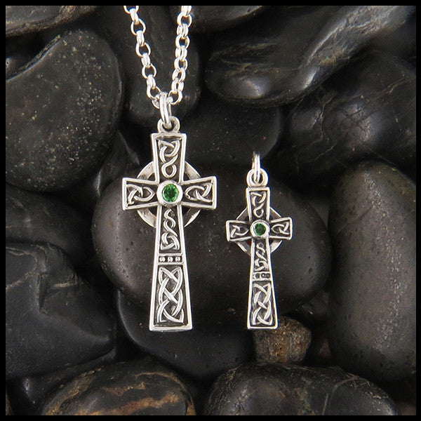 Unique Celtic Cross in Sterling Silver with Gemstones