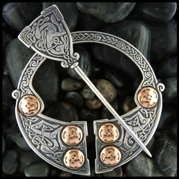 Penannular Brooch with 14k Rose Gold and silver