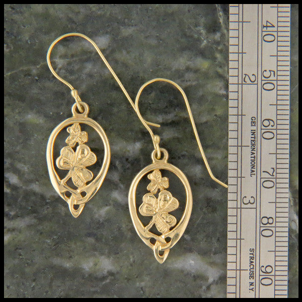 Irish Shamrock pendant and earring set in 14K Gold